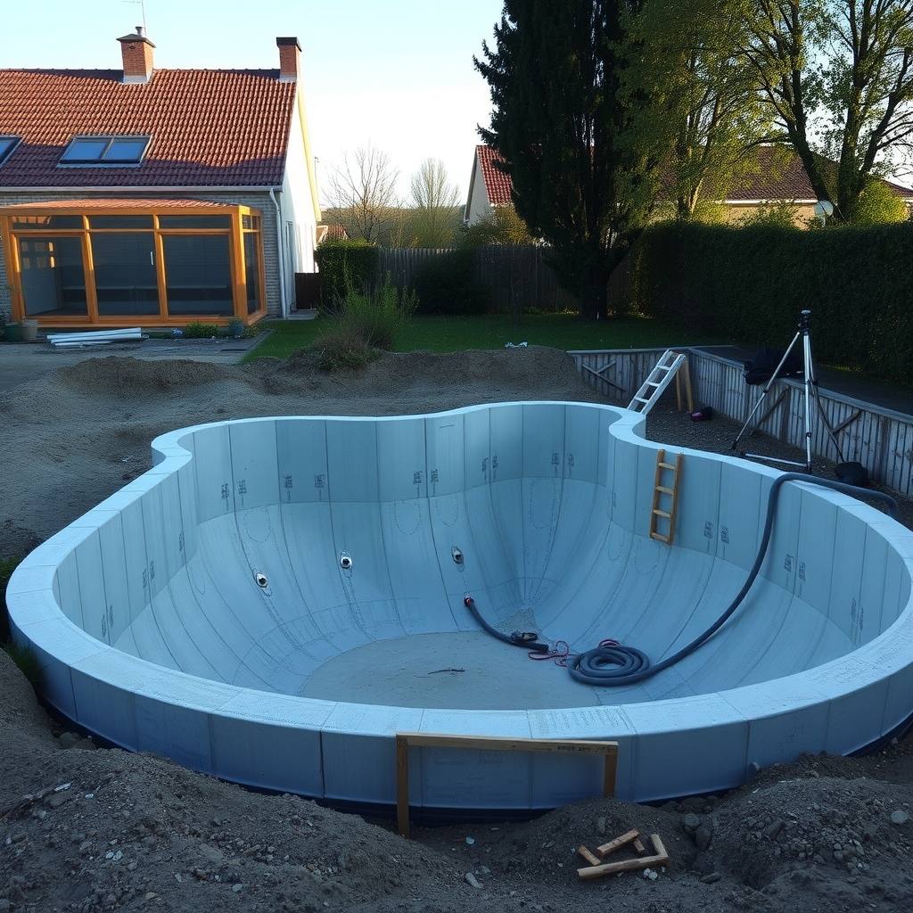 Piscine en beton ou coque (illustration)